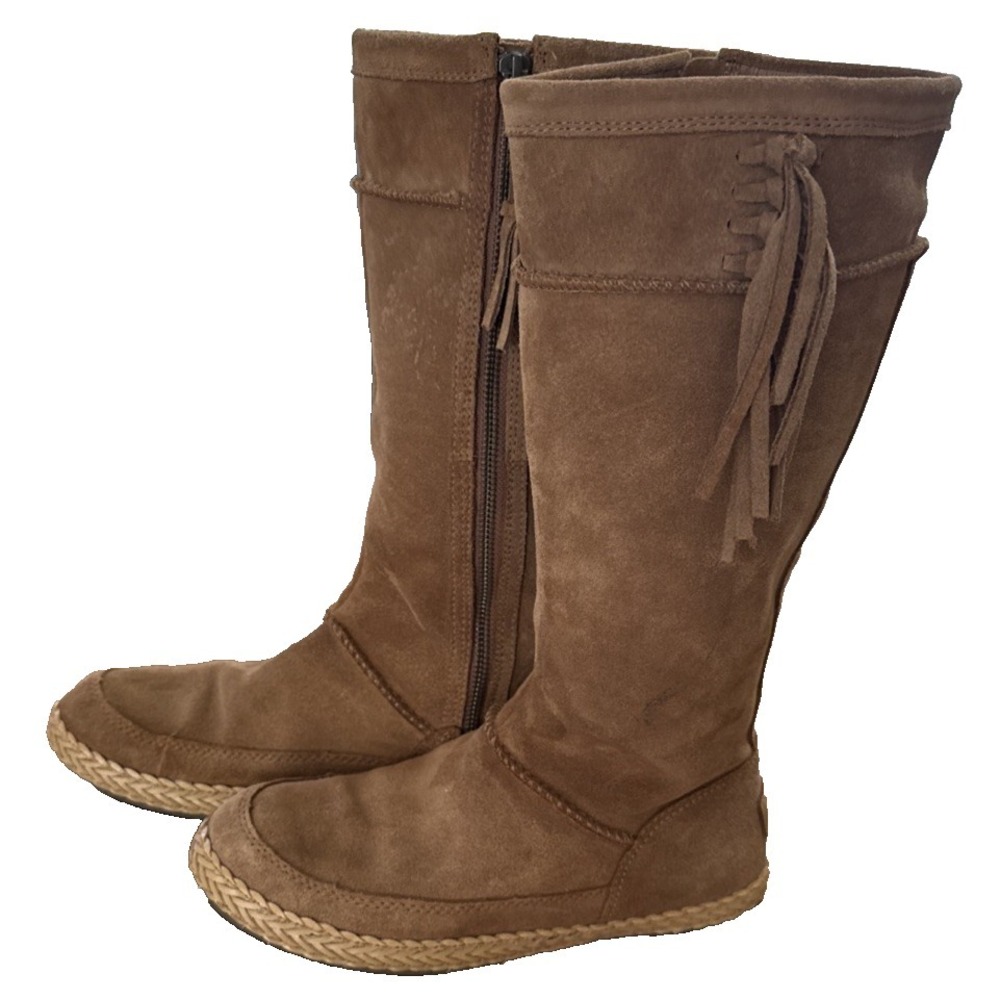Women's UGG Australia  Moccasin Fringe SUEDE LEATHER BOOTS Size 6 1/2